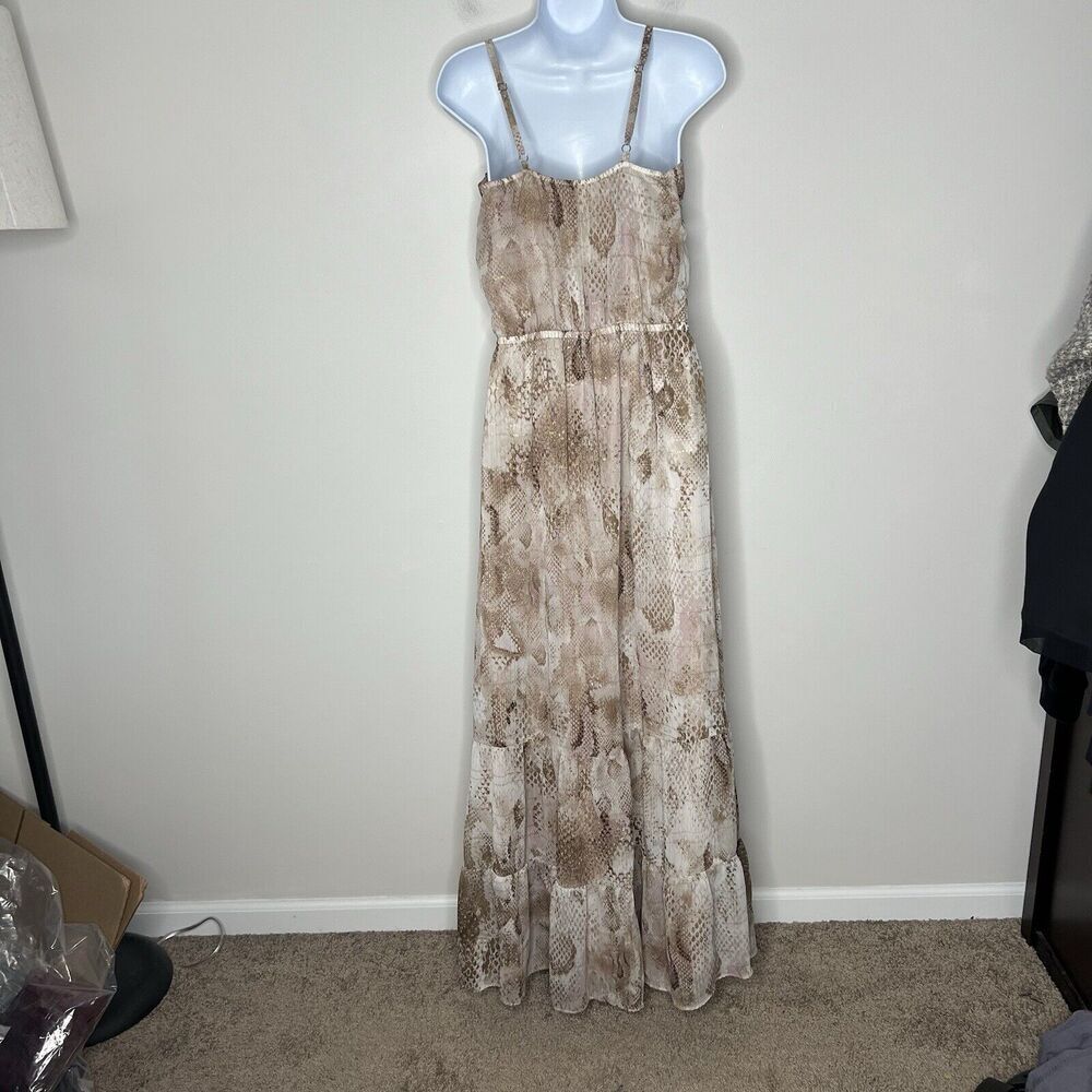 Express Maxi Dress Womens Medium Flowy Tiered Animal Print Mesh Chiffon Boho - Picture 11 of 14